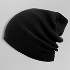 Beanie Basic Flap Long in schwarz