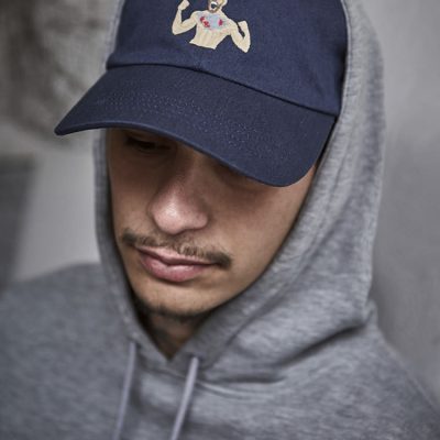 Turn Up Cap mit Prints_blau